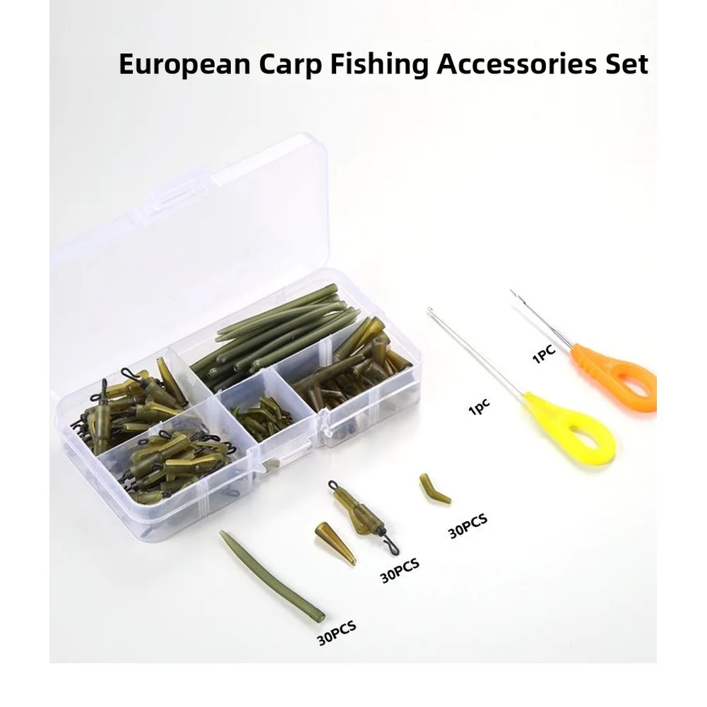 92PCS Carp Fishing Rubber Anti-Tangle Sleeves Curved Tubes Swivel Q-Shape Ring Fishing Tools Fishing Accessories