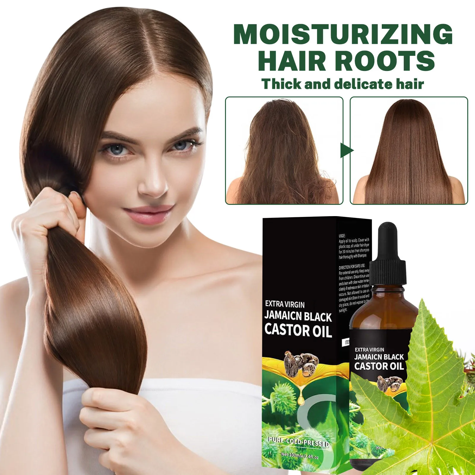 Jamaican Black Castor Oil Organic Castor Oil Cold Black Castor Oil Organic For Body Hair Skin,Massage Oil Hair Nourishing 100ml view 2