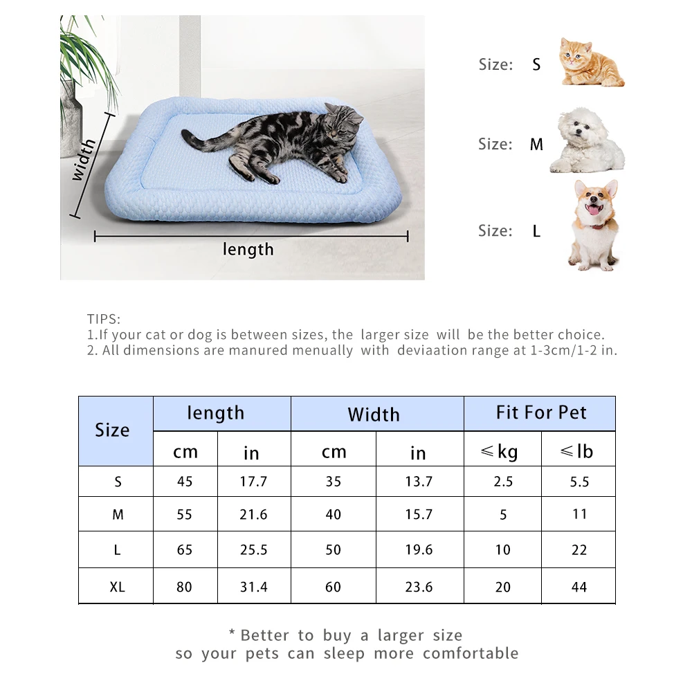 Pet Cooling Bed Pet Cooling Mat Memory Foam Washable Pet Bed All Seasons Pet Mat Bed For Cat Breathable Dog Bed Anti-Slip Mat