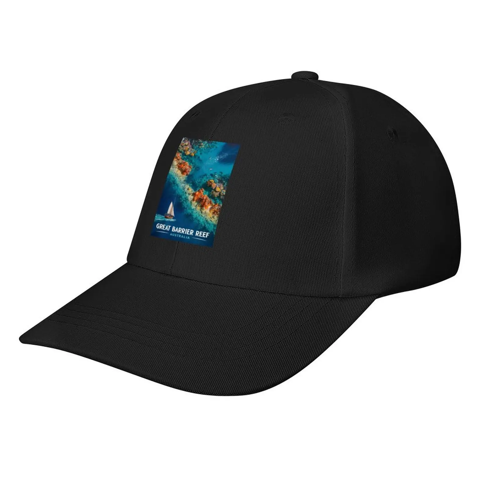 

Vintage travel poster - Retro Great Barrier Reef Australia Baseball Cap Horse Hat Unique hats fun hats Luxury Woman Men's