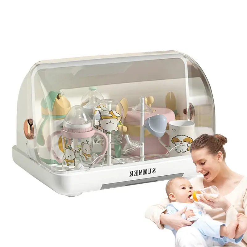 Nursing Bottle Drying Rack Nursing Bottle Sealed Drying Rack Household Storage Box For Cabinet Portable Bottle Holder With Lid