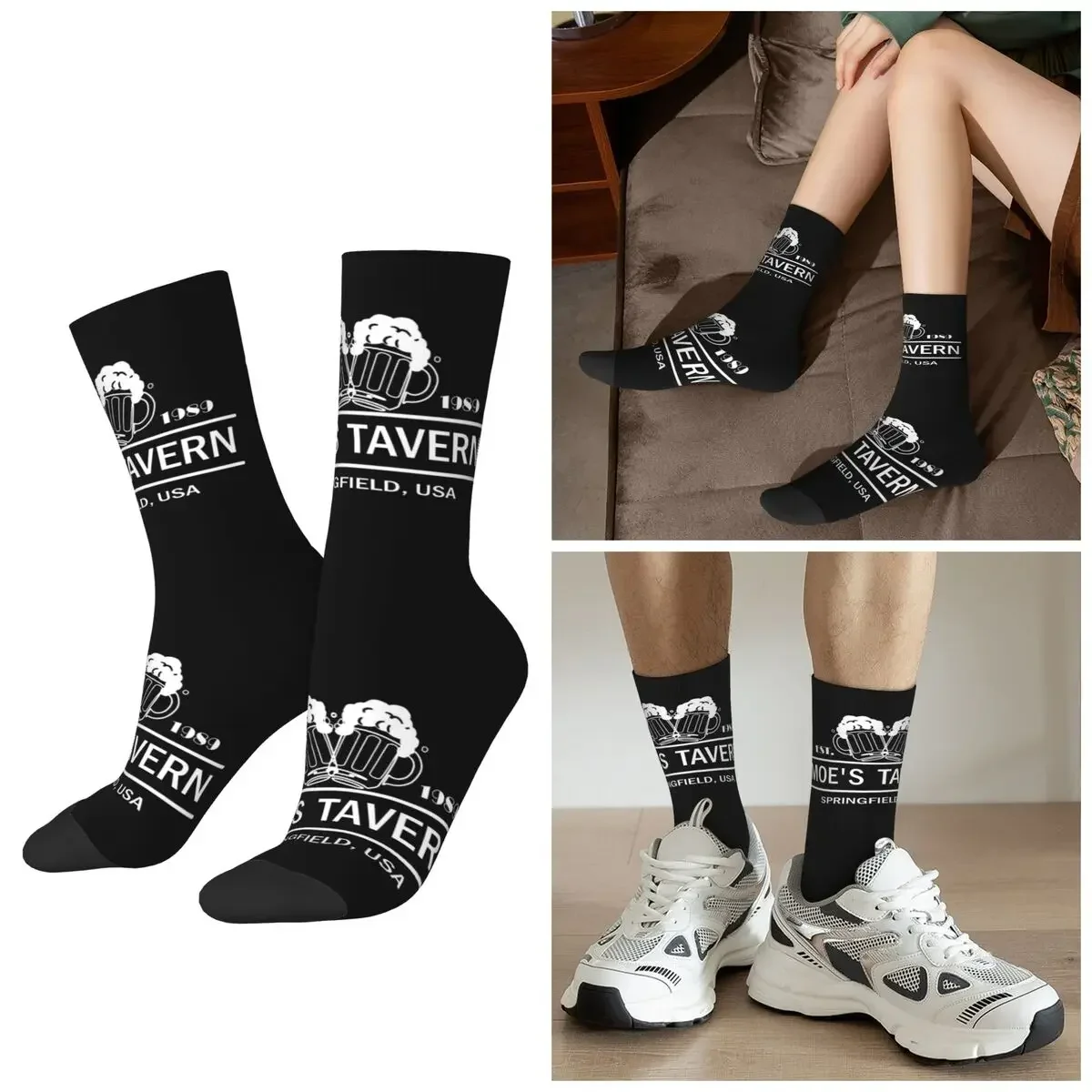 All Seasons Simpsons - Moe's Tavern - Professional Quality Graphics Socks Crew Socks Super Soft Stockings Valentine's Day Gifts