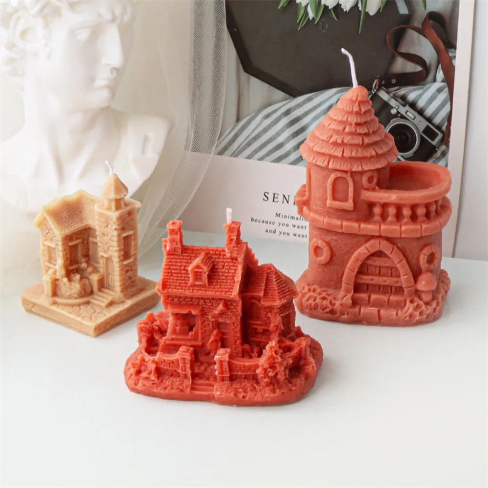 Cartoon Building Shape Candle Making Tool Christmas Day Forest House Soap Plaster Silicone Festival Gift Winter Home Party Decor