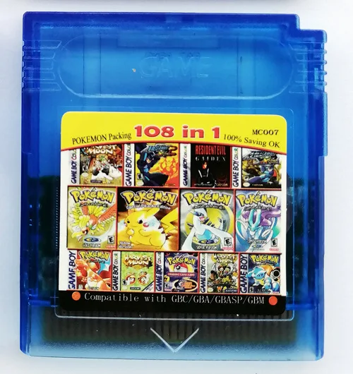 GB GBC GBA 결합 카드 마리오 메모리 카드, 61/108 In 1 비디오 게임 카트리지 클래식 카드 게임 영어 버전 수집