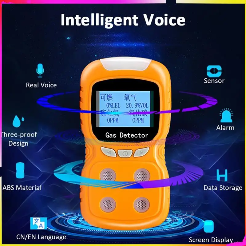 M04K Газовый цифровой детектор 4 в 1, портативный монитор CO, тестер сероводого газа, ЖК-дисплей со звуком + подсветкой, вилка европейского стандарта