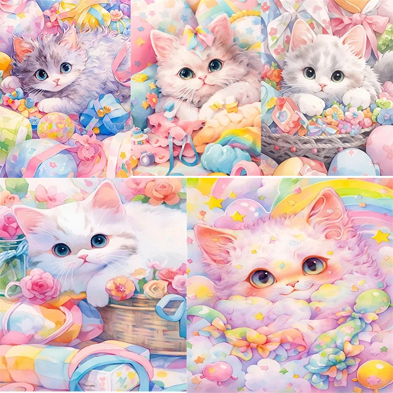 120 Colors AB Fairy Dust 5D Diamond Painting Arrivals Cat Cartoon Home Decor Full Embroidery Mosaic Animal Colorful Wall Art