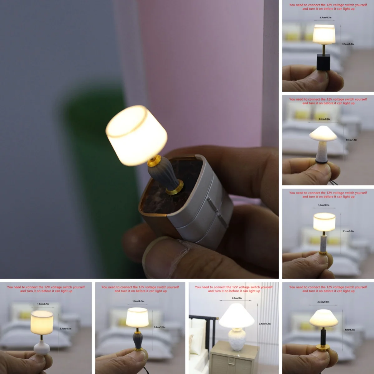 1pcs Dollhouse Toy 1:20 Dollhouse Mini Furniture Miniature Desk Table Lamp Model Doll House DIY Parts Children Baby Gift