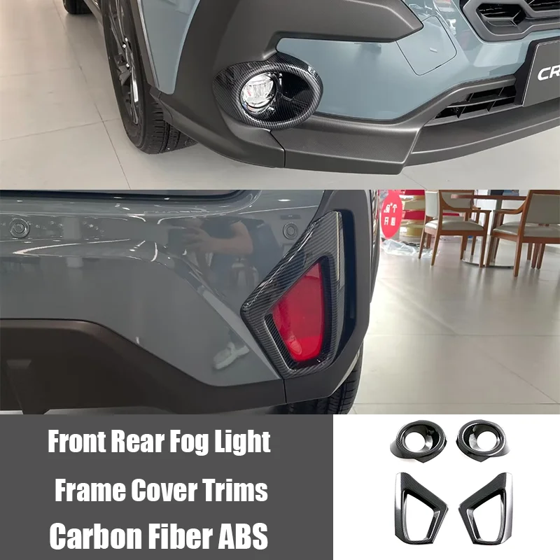 4PCS Carbon Fiber Paint ABS Front Rear Fog Light Lamp Cover Trim For Subaru Crosstrek 2024