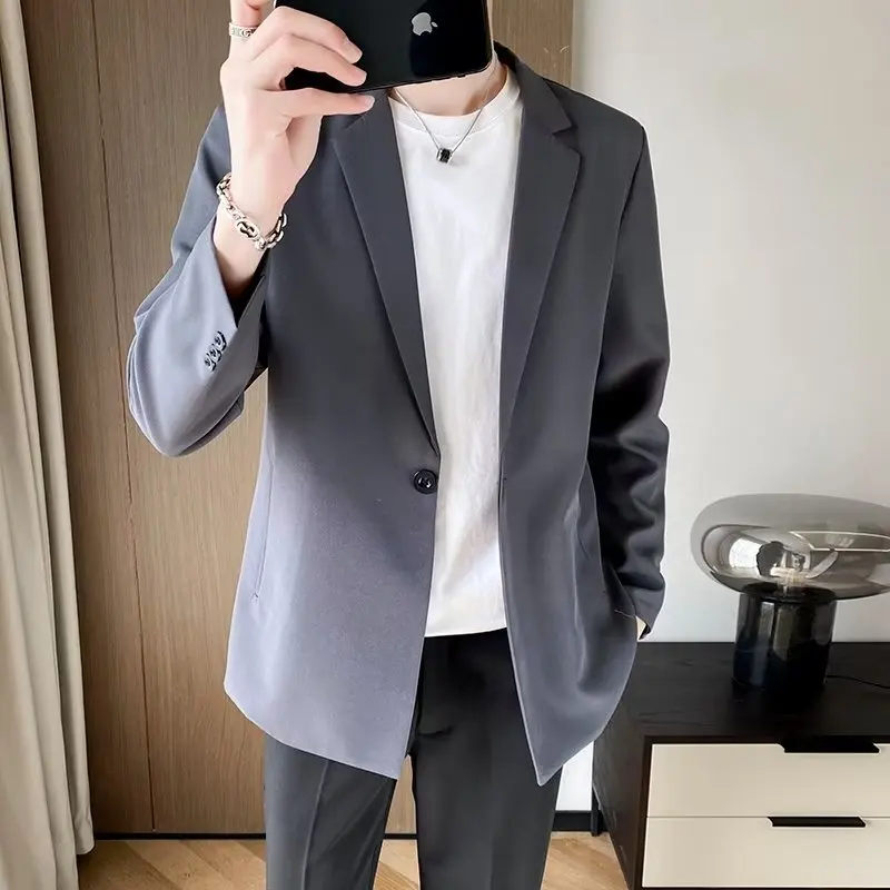 

new four seasons fashion business casual suit men Korean version of the trend clothes new handsome apricot single suit jackt men