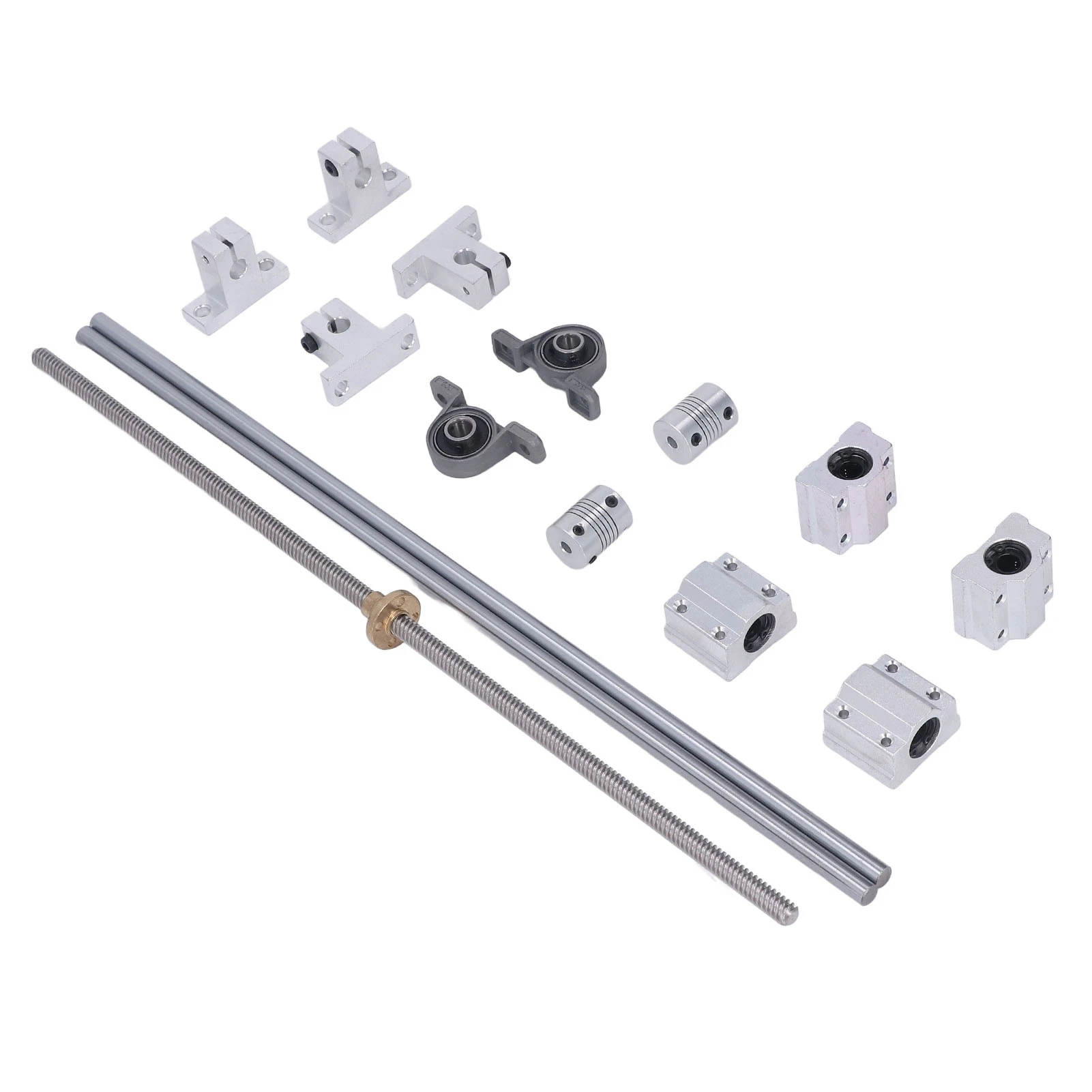Lead Screw Set 400mm Optical Axes Lead Screw Rail Shaft Support Pillow Block Bearing Sliding Block Kit
