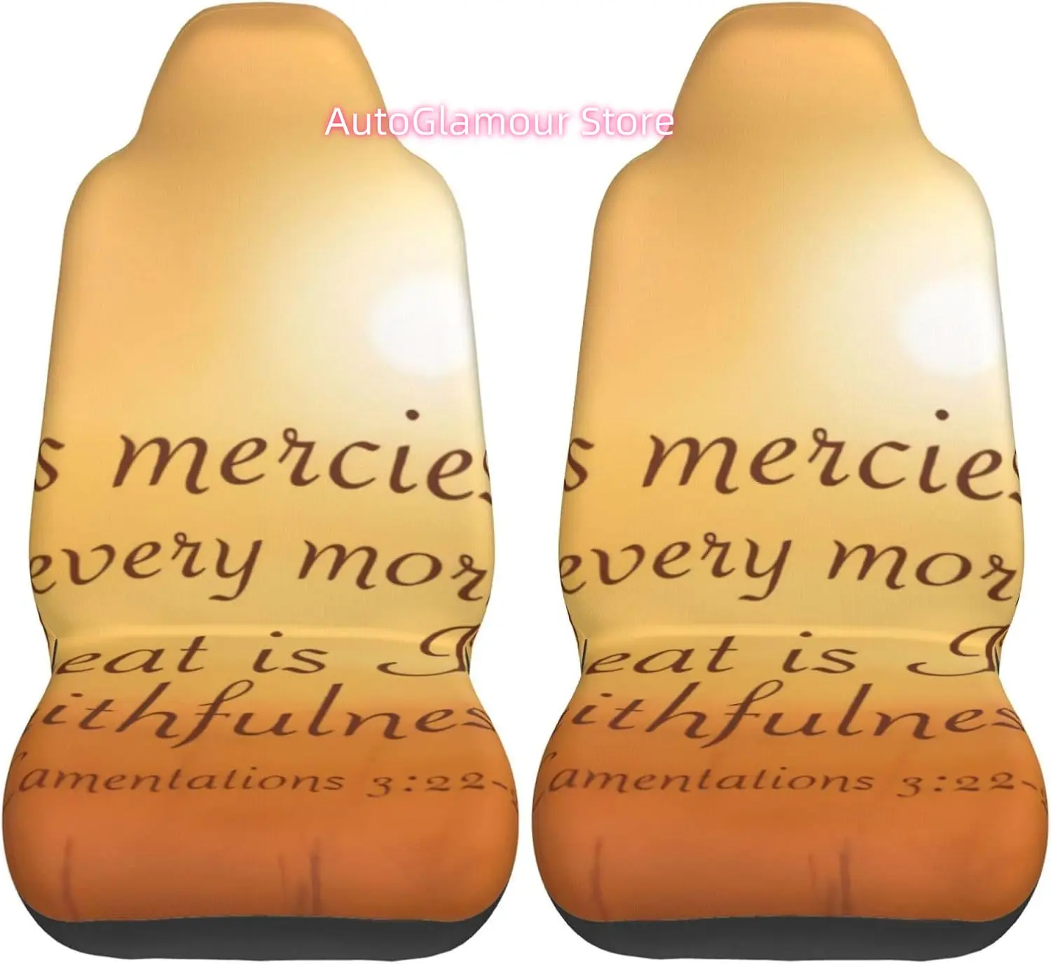 Lamentations 3 22 His Mercies are New, Bible Verse 2-Piece   Seat Cover Complete Set - Elastic Seat Protection Cove