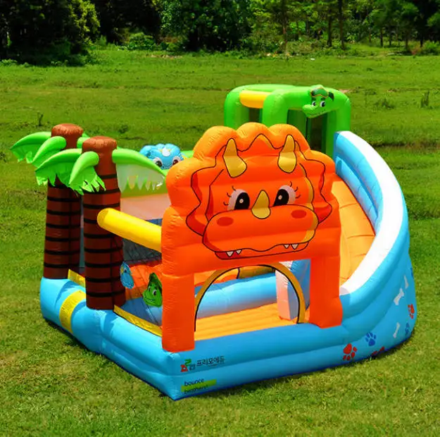 عامل أمان عالي شعار مخصص تحت عنوان الأسد الغابة شريحة قلعة قابلة للنفخ ومجموعة ترامبولين شعار قابل للنفخ #2