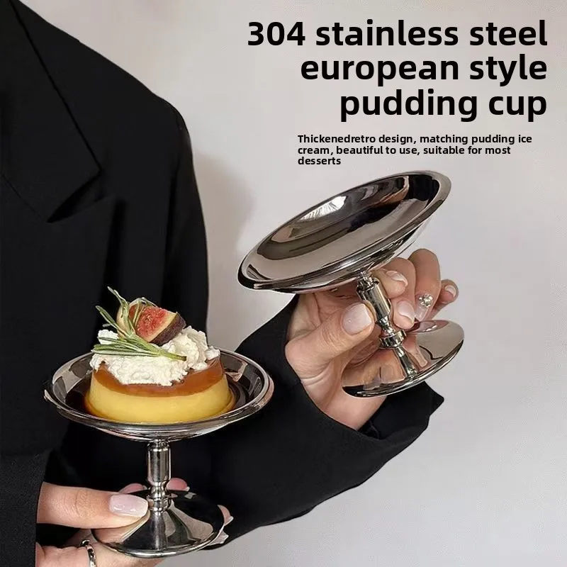 Ice Cream Cup Fruit Bowl Stainless Steel Palace Style Tall Food Container Afternoon Tea Dessert Cup Bar Party Tableware