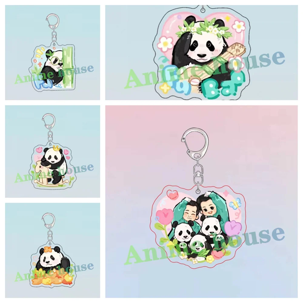 

6CM Cute Panda Anime Keychain Chain Fubao Animals Earphone Schoolbag Keychain Pendant Diy Accessories Korean Ins Jewelry Gifts