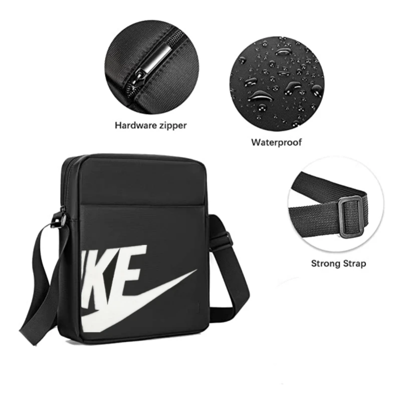 Heren Messenger Bag Kleine Nylon Crossbody Schoudertas Waterdichte Casual Zwarte Portemonnee voor Werk School Reizen