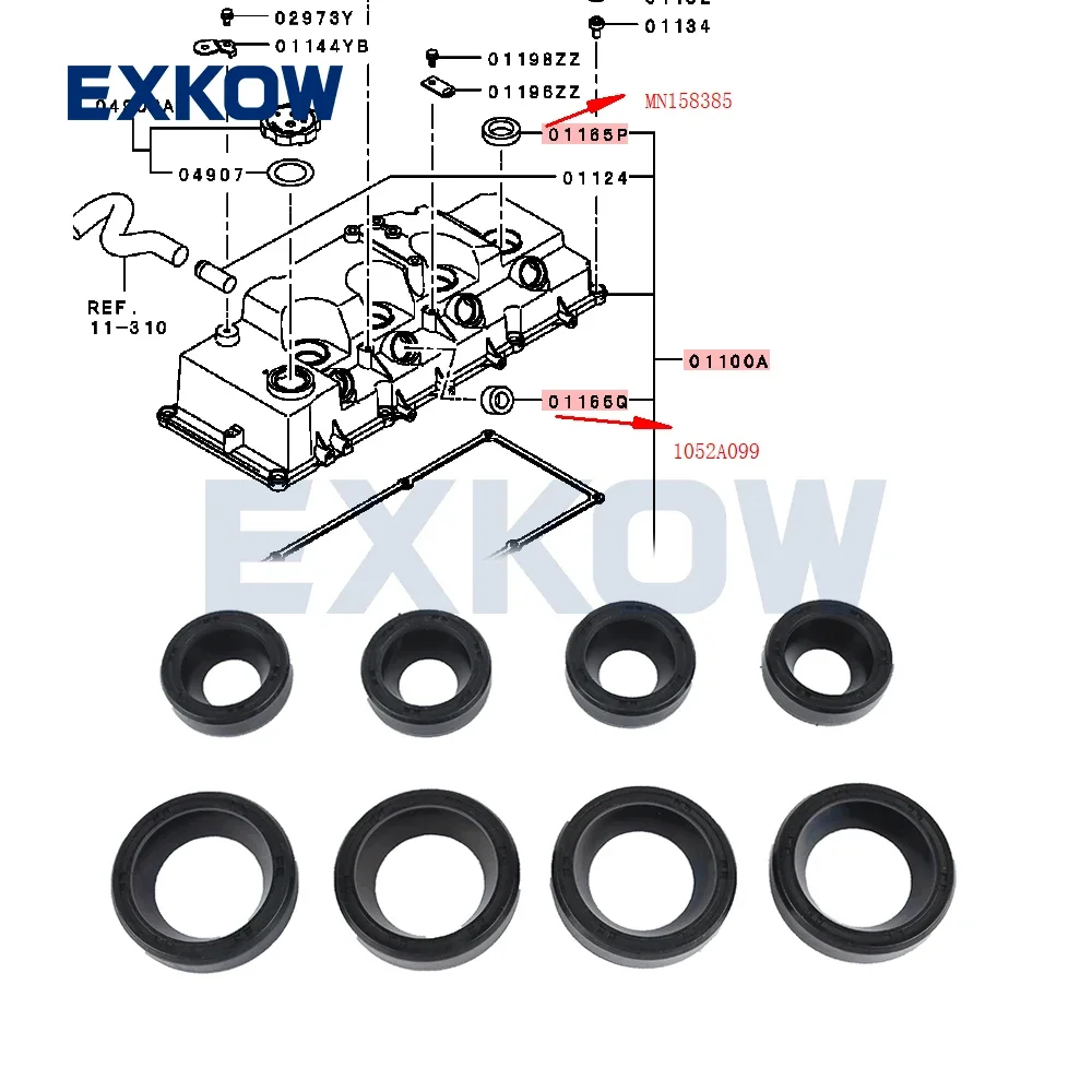 Rocker Cover Oil Seal for Pajero Sport KG4W KH4W KH8W L200 Triton KA4T KB4T KB8W Pajero Montero V88 V98 2005- 1052A099 MN158385