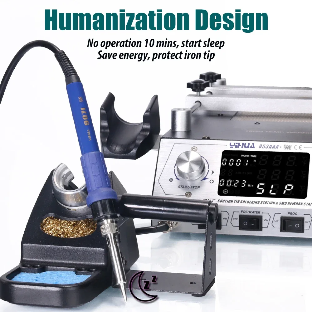 YIHUA 853AAA+ Soldering Station 1200W Programmable BGA Desolder Station 3-in-1 Hot Air Gun Soldering Station 907I Soldering Iron