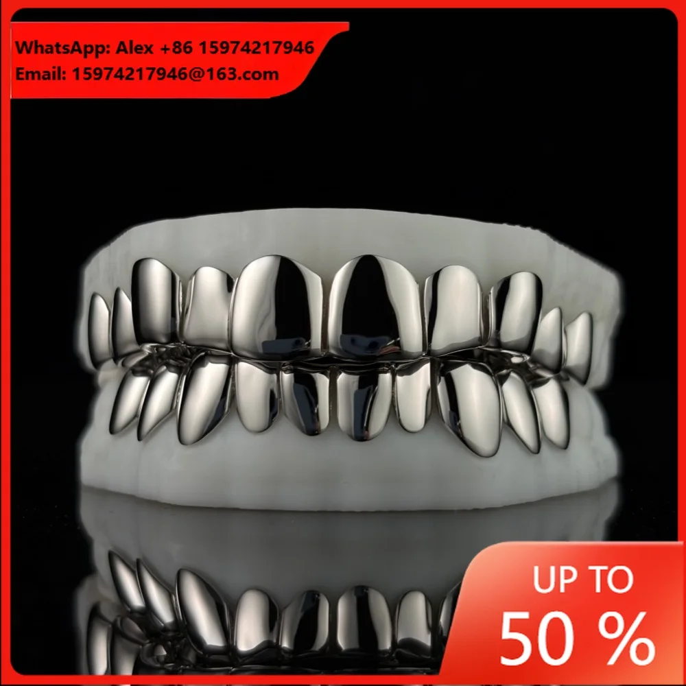 925 Silver Glossy Surface European And American Cross-border Hot-selling Grill GRILLZ Hip-hop Braces