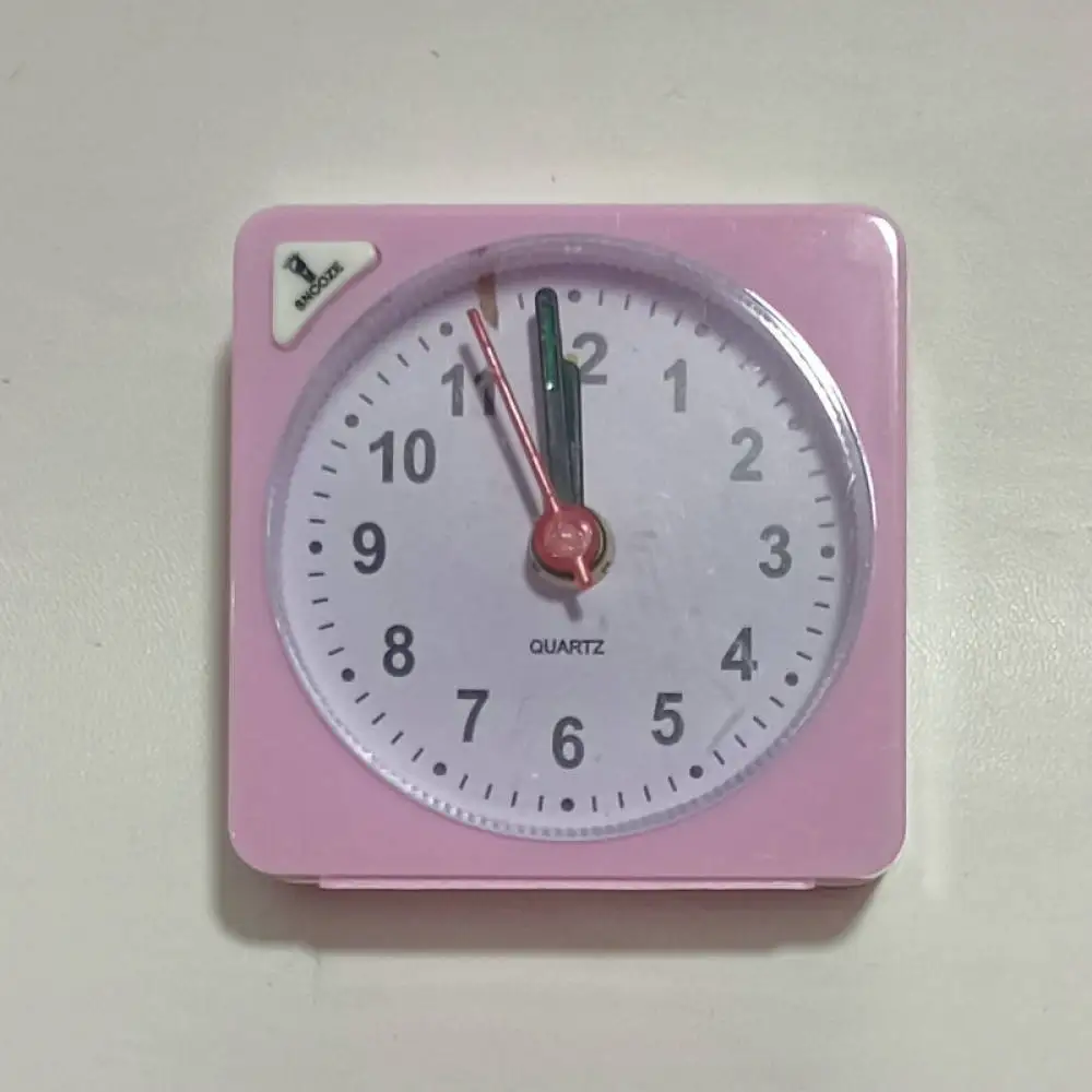 Portable Mini Alarm Clock For Emoyo Battery Operated Quiet Desk Bedside Timer Non Ticking Pointer Square Student Accessory