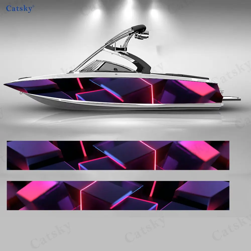 

Phantom Prism Array Purple Stereoscopic Effect Boat Sticker Vinyl Ship Pontoon Deck Boat Fishing Decorative Pontoon Boats Decal