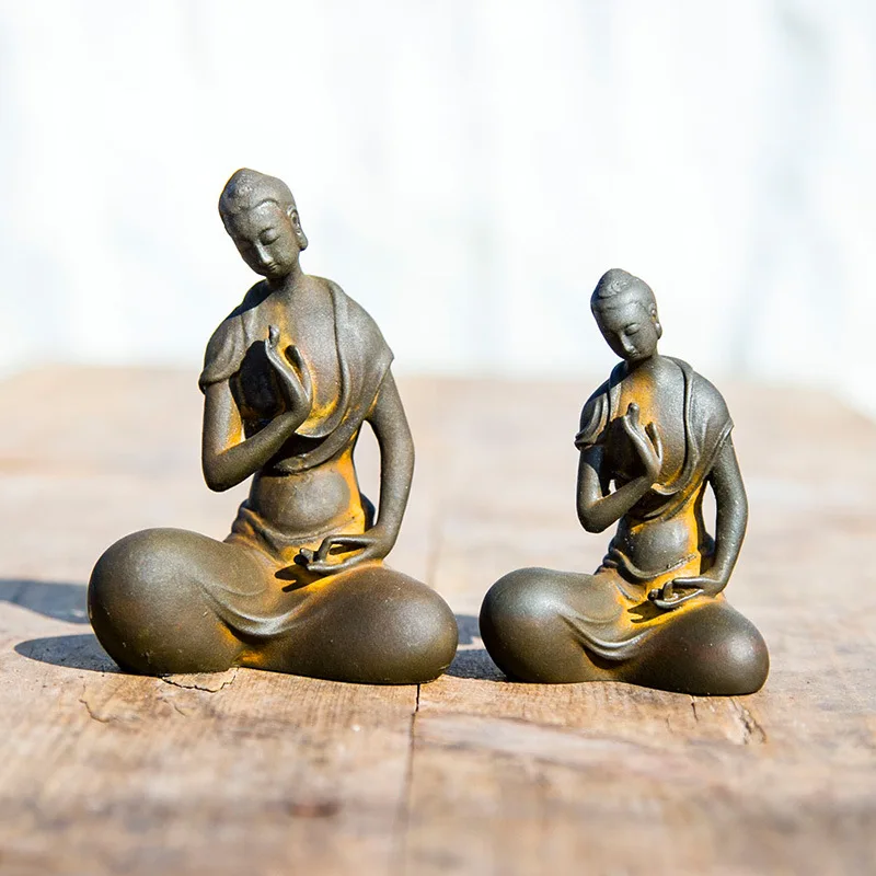 Zen Buddha Statue Handcrafted Wei Dynasty Style Cast Iron Imitation Desktop Sculpture Chinese