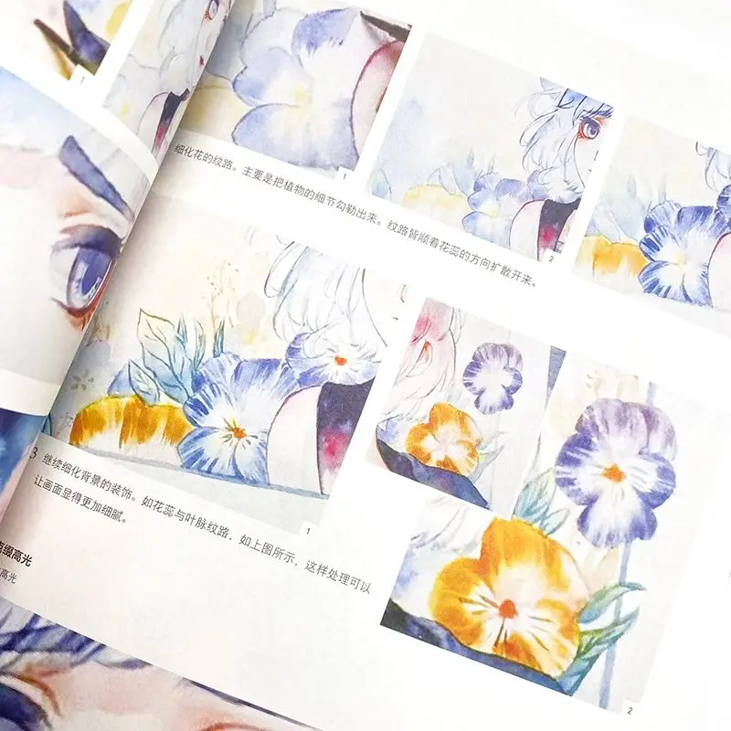 Water color flower spirit, girl department light color flower anthropomorphic illustration, watercolor painting tutorial book wa