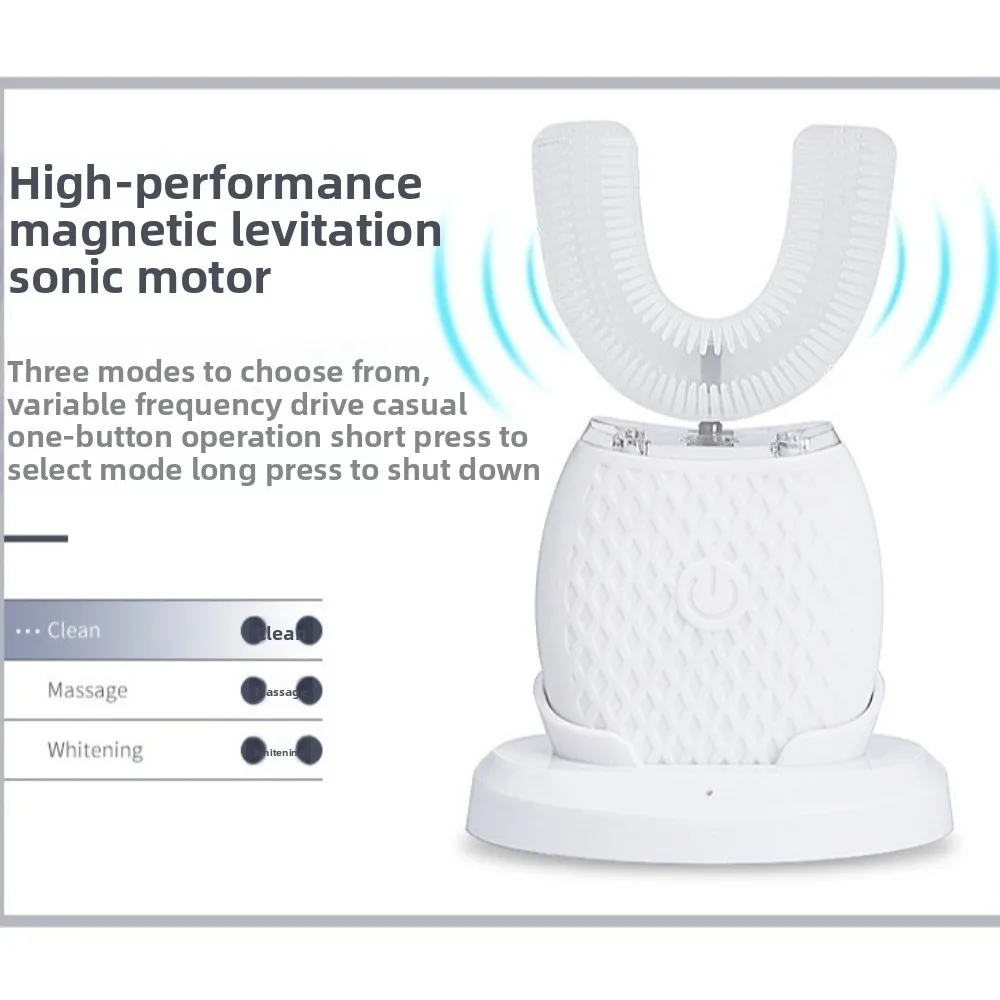 3 طرق فرشاة أسنان كهربائية بالموجات الصوتية قابلة للشحن الضوء الأزرق البارد U-شكل فرشاة الأسنان فرشاة أسنان أوتوماتيكية مقاومة للماء #6