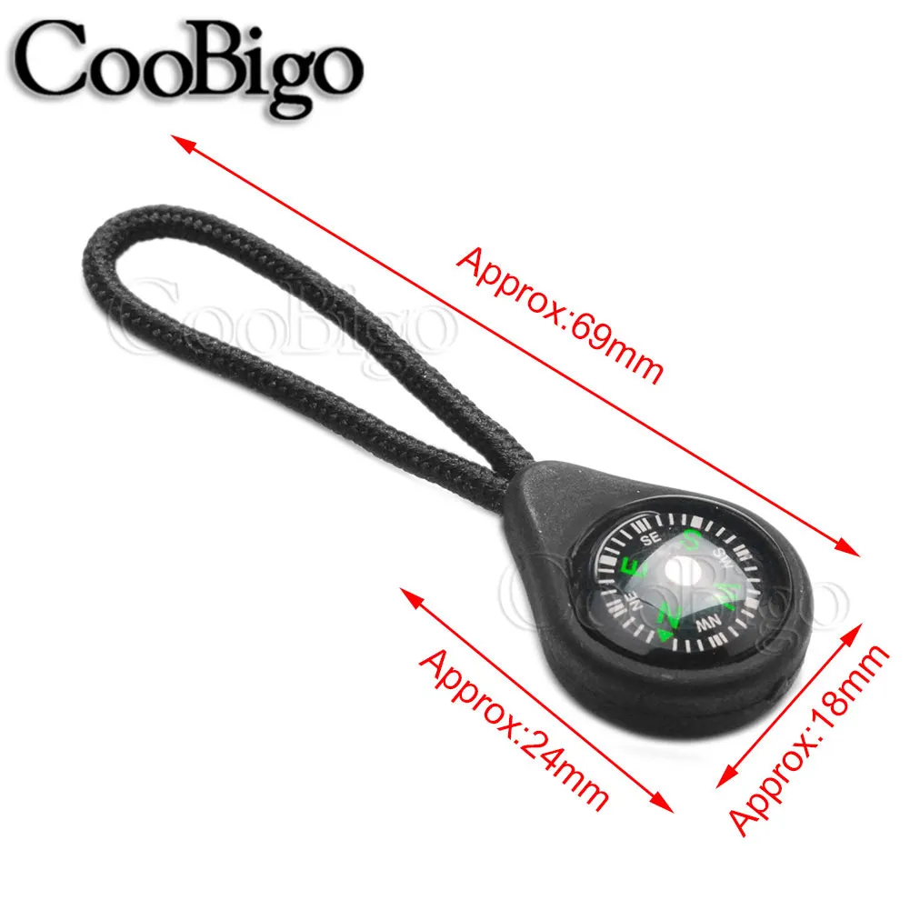 1pcs Compass Zipper Pull Mini North Navigation Zip Puller for OutDoor Camping Backpack Sport Garment Accessories Plastic Black