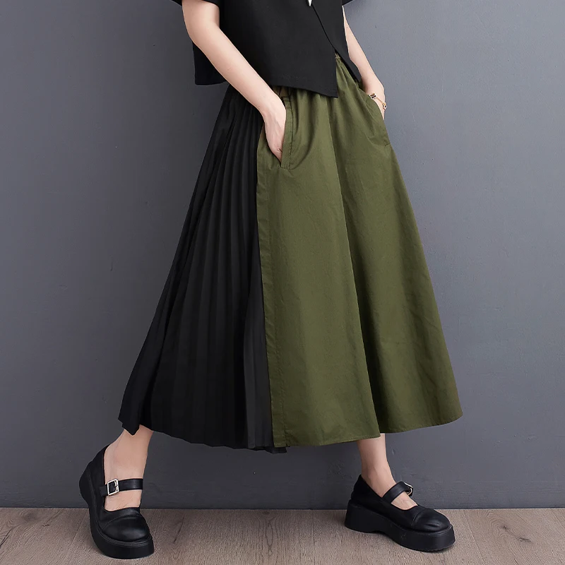Versatile Casual Pants Straight Leg Wide Leg Thin Sle Faionable Splicing Design Summer New Arrival Hong Kong Sle Skirt