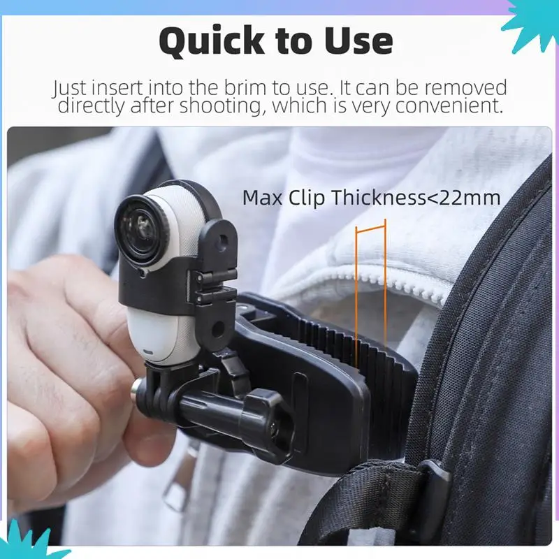 

ABZW Backpack Clip Foraction5 Pro Magnetic Sun Visor Clip Forinsta360/Gopro13 Bracket Mount Expansion Accessories