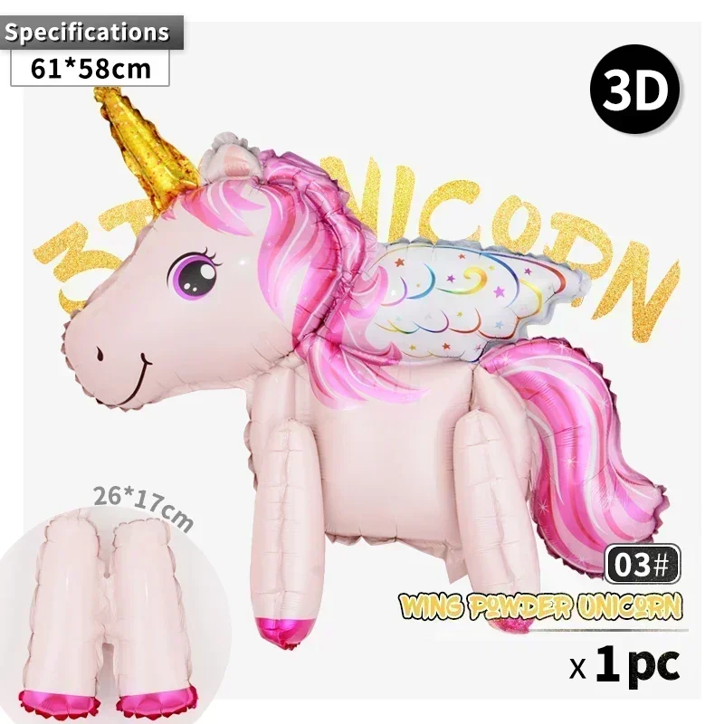 Globos de cumpleaños con temática de unicornio para niños, decoración de fiesta de cumpleaños con número de papel de aluminio de arcoíris, regalo para Baby Shower