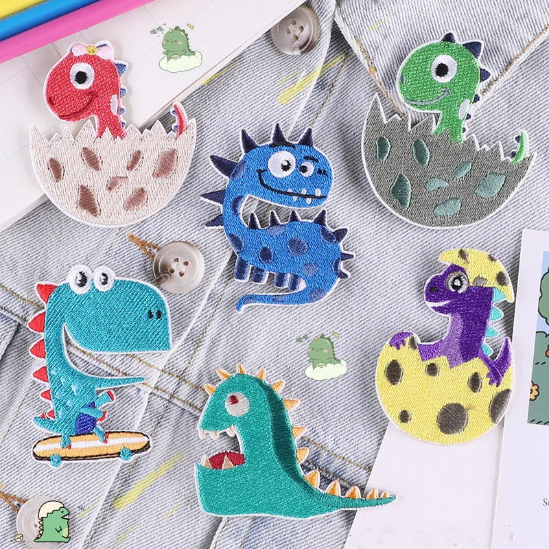 3M Color Dinosaur Embroidery Badges Stick On Patches On Clothes DIY Dress Jean Hat Clothing Accesories Cartoon Applique Stickers