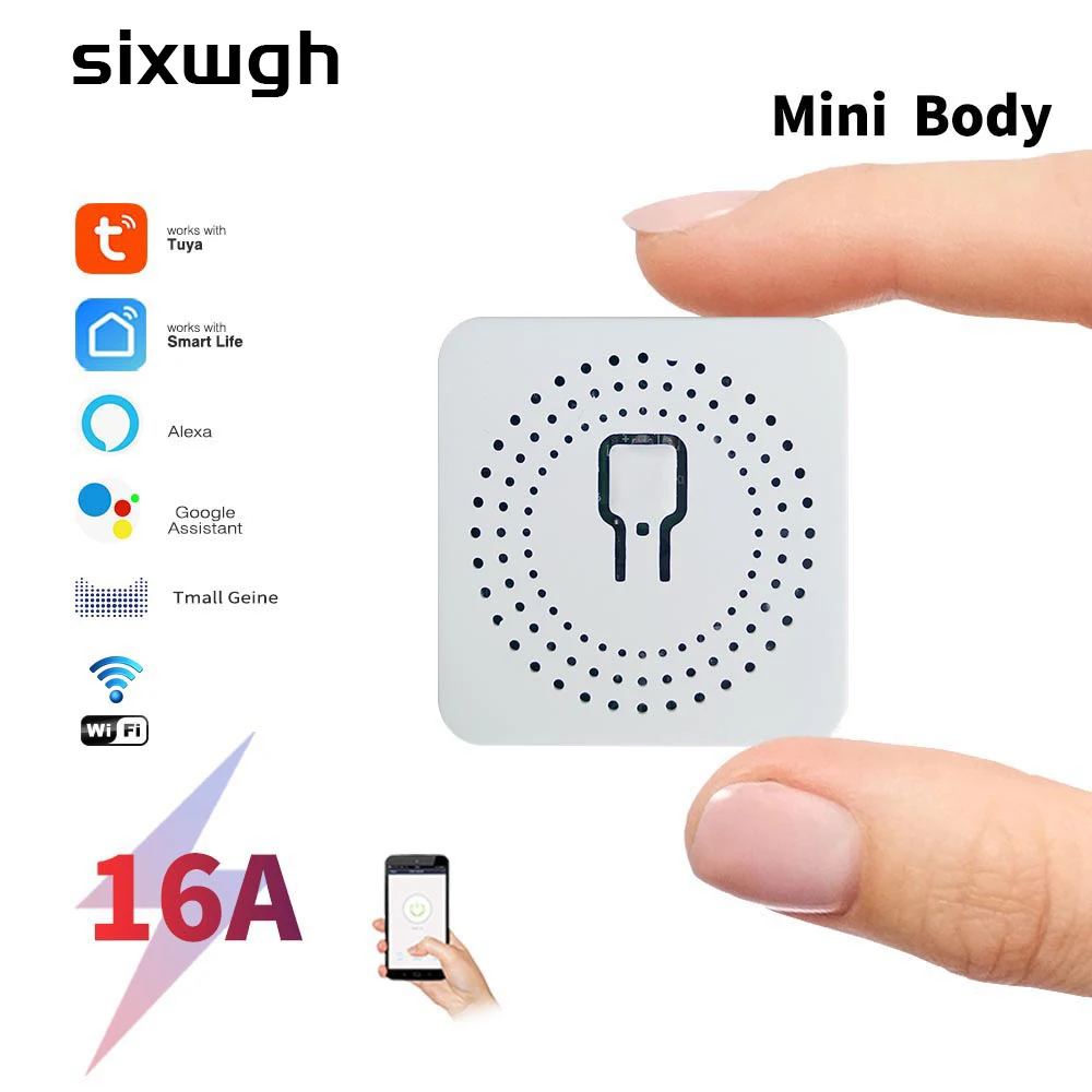 Smart Mini WiFi Switch, Voice/APP Dual Control, Flame-Retardant, Safe and Easy to Install, Suitable for Switch Box Renovation