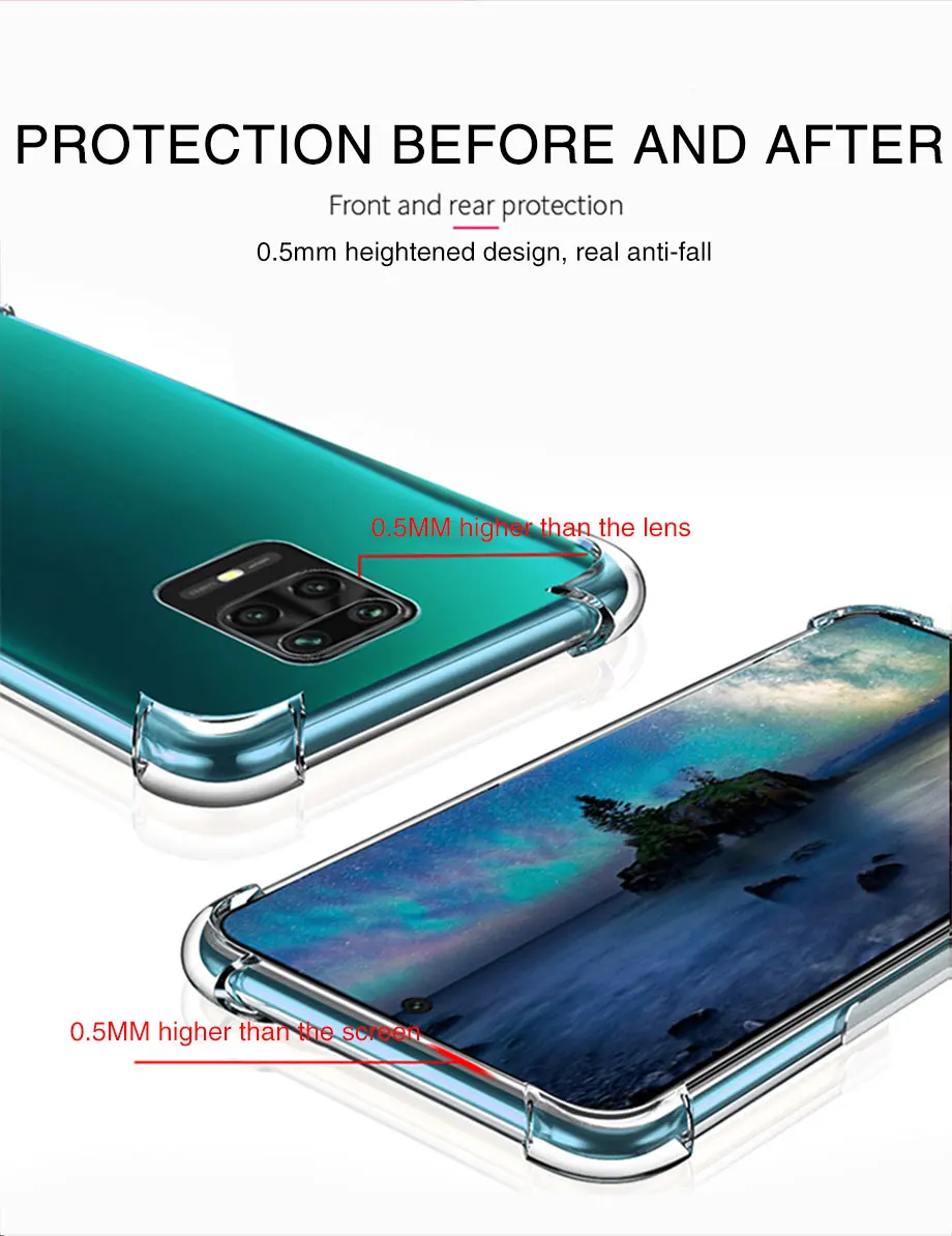 Airbag Dicke stoßfeste TPU-klare Hülle für Xiaomi Redmi Note 9 9s Note9 Pro Silikon transparente Soft Cover Cases – Detail 5