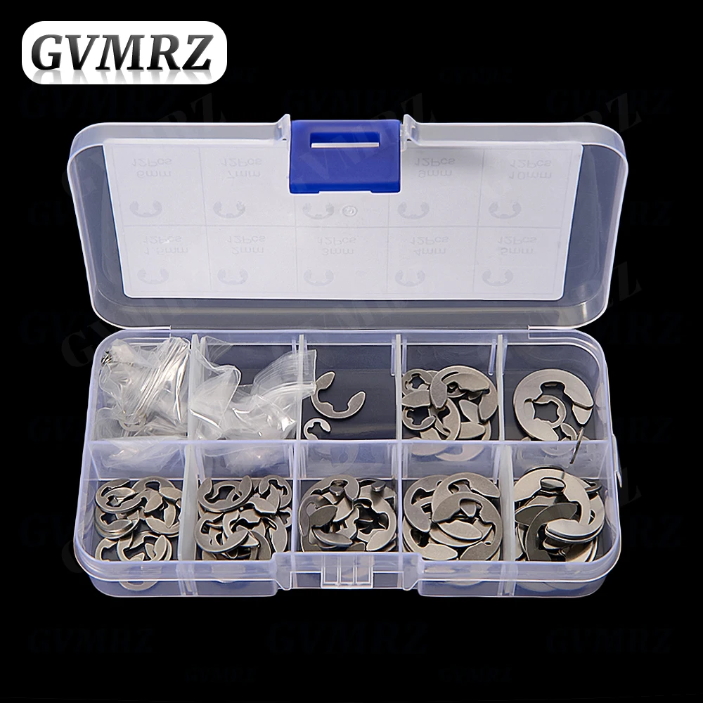 120PCS Stainless Steel Retaining Circlip Set Snap Ring E Clip Washer Assortment for Shaft Fastener M1.5-M10