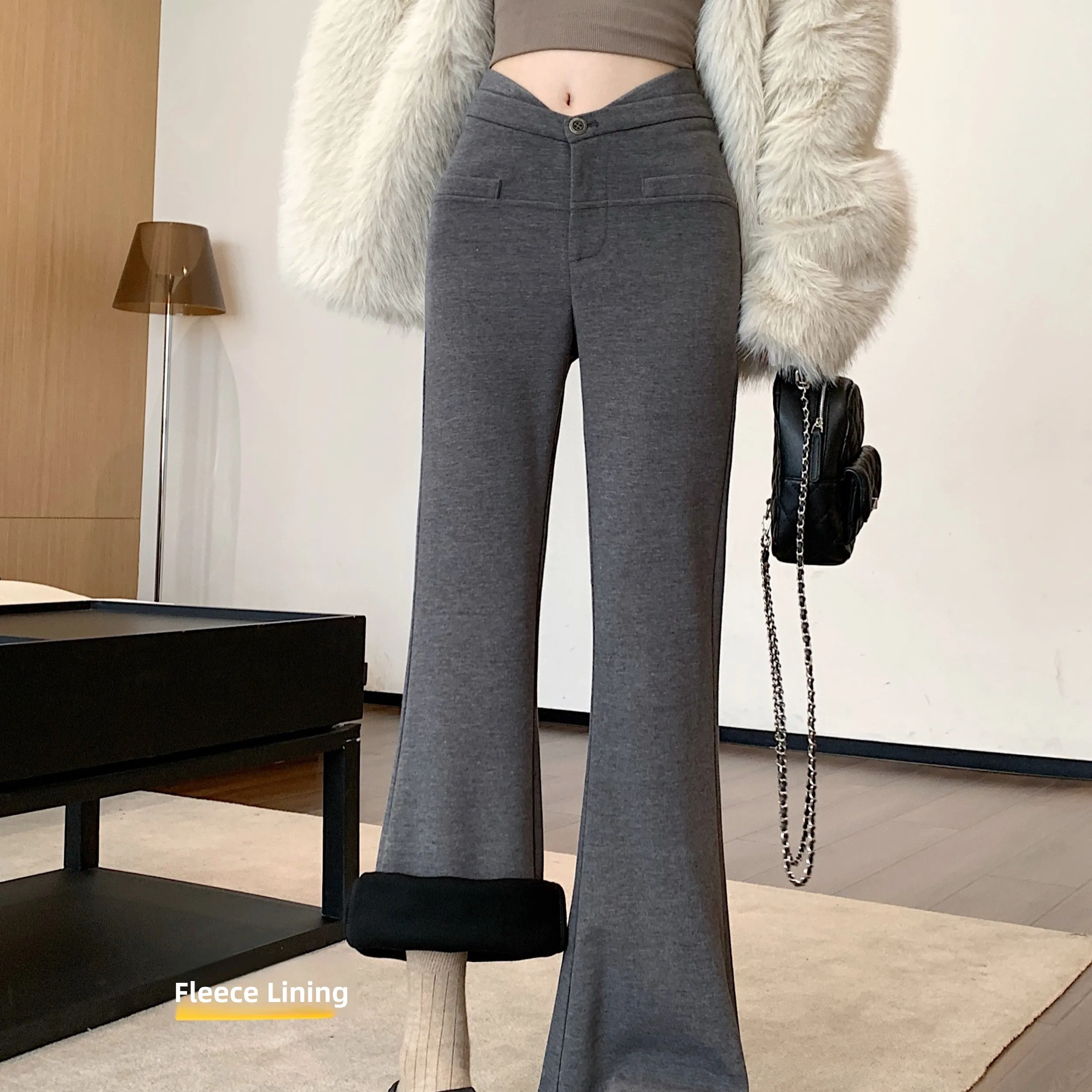 Pantaloni casual svasati a vita alta coreani alla moda da donna Autunno Inverno Nuovo arrivo Leggings lunghi dritti Lunghezza pavimento