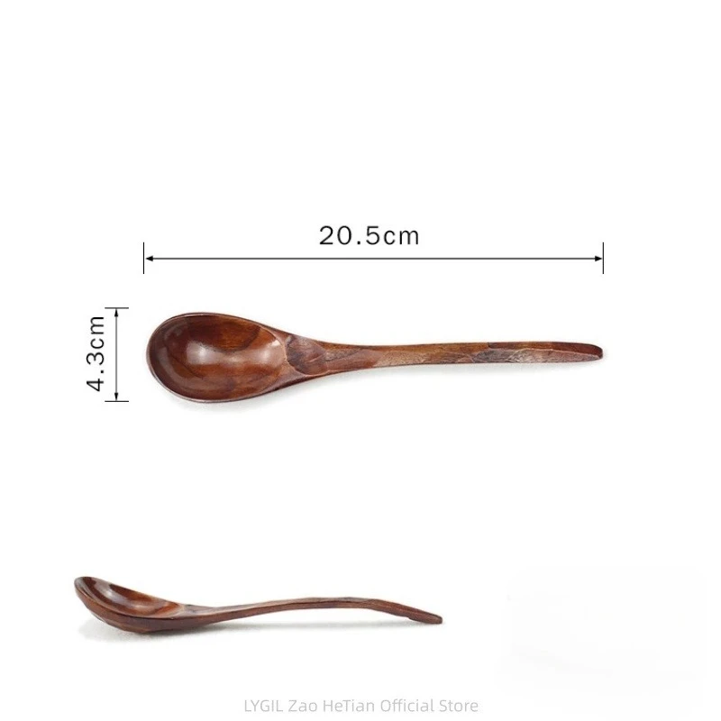 2Pcs Wooden Spoon Long Handled Ramen Soup Spoon Big Japanese Style Kids Rice Dessert Cereal Dinning Spoon Wood Kitchen Tableware