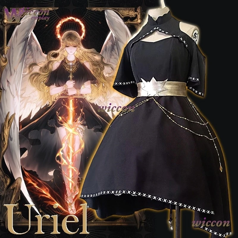 Schwarzes Gothic Retro ORV Omniscient Reader's Viewpoint Uriel Cosplay Erzengel Kostüm Damen Kleid Halloween Manga Comic Outfit