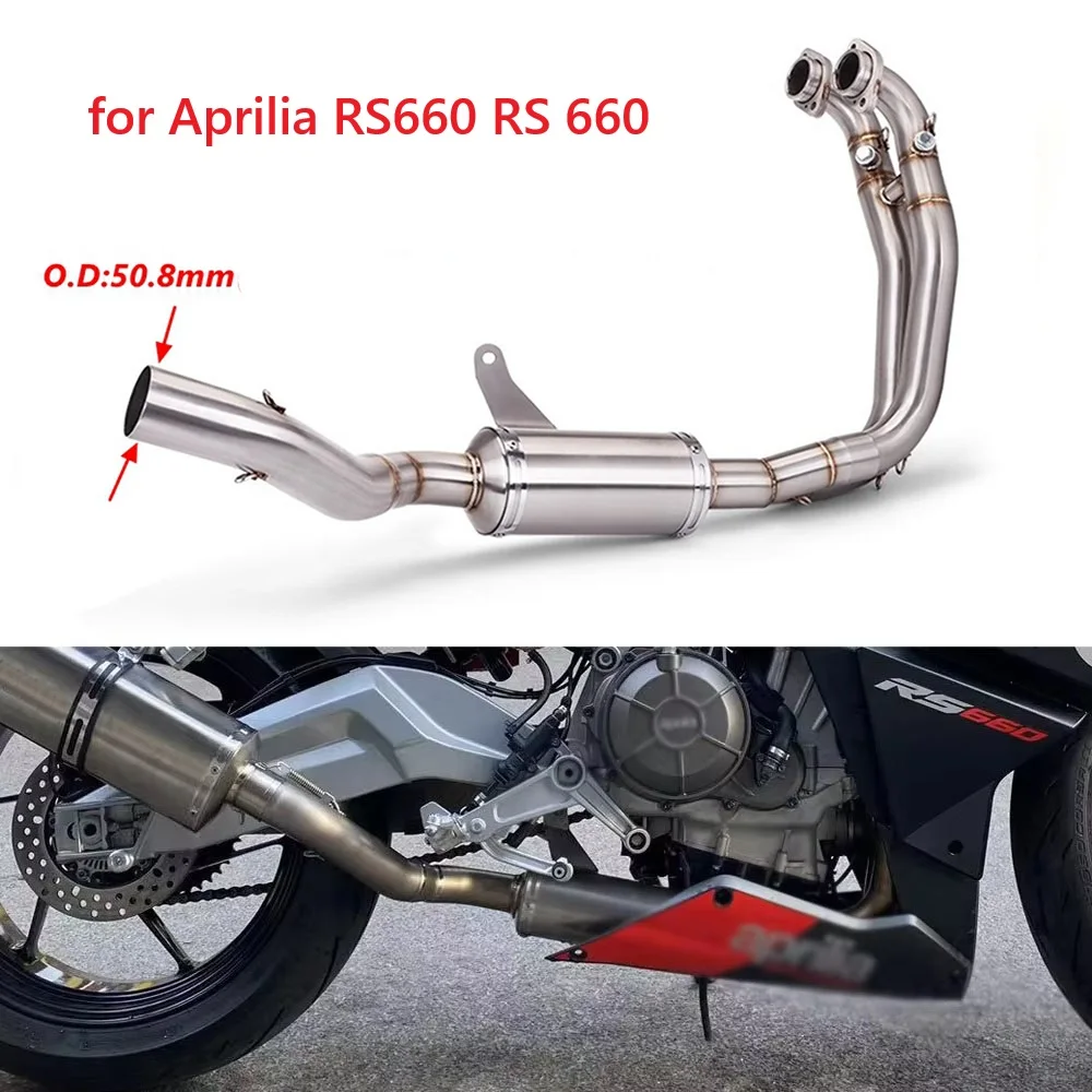 Auspuff Motorrad Komplettsystem Front Link Rohr Carbon Spitze Schalldämpfer mit DB Killer Für Aprilia RS 660 RS Tuono 660 2021-2023