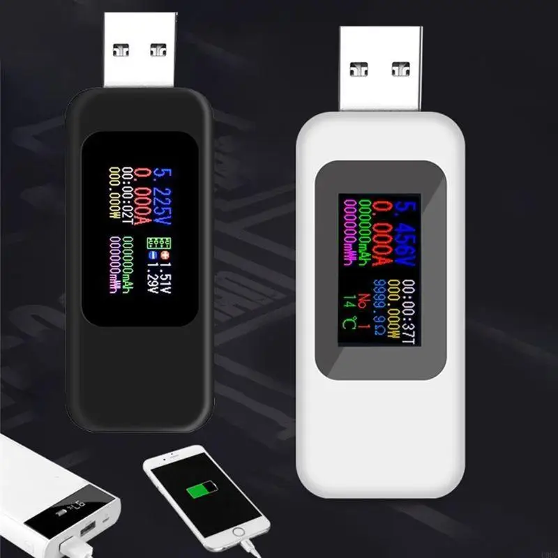 USB Power Meter Current USB Tester Multimeter Capacity Color Display Voltmeter Ammeter Suitable for Household