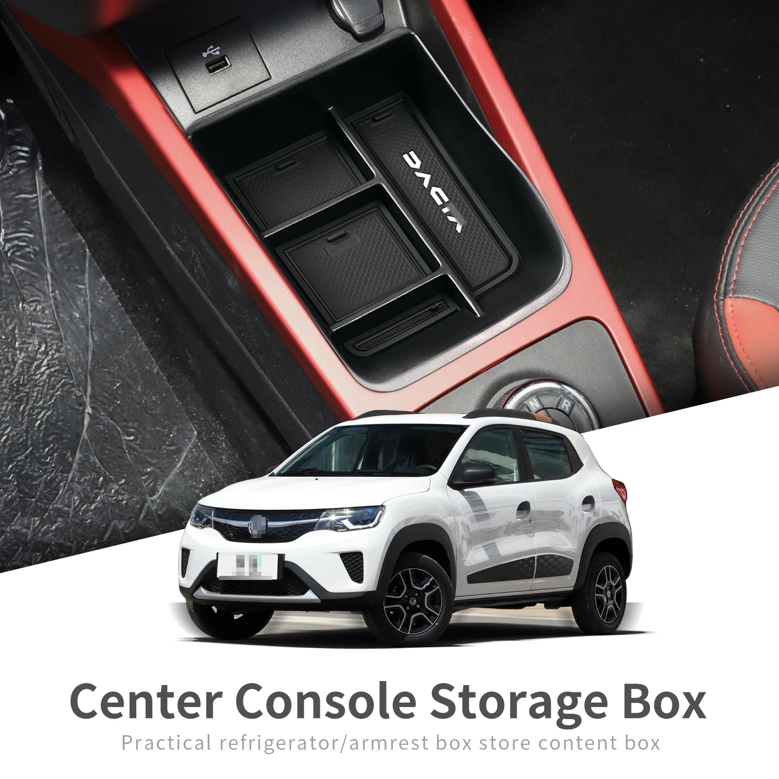 

SMABEE Car Center Console Storage Box for Dacia Spring for Renault Kwid E-Tech Cup Holder Armrest Tray Organizer Accessories