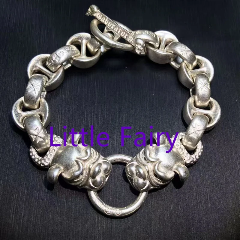 

Little Fairy/China Tibetan Silver Pair of Lucky Beast Head Bracelets Personalized and Fashionable Men Women Couple Jewelry Gifts