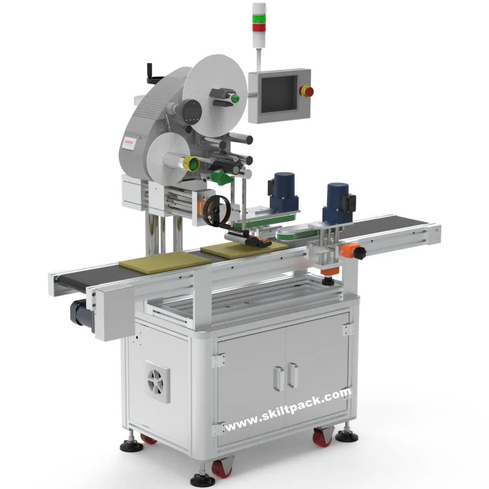 SKILT Automatic Coffee Bag Labeling Machines on Top Surface Label Applicator