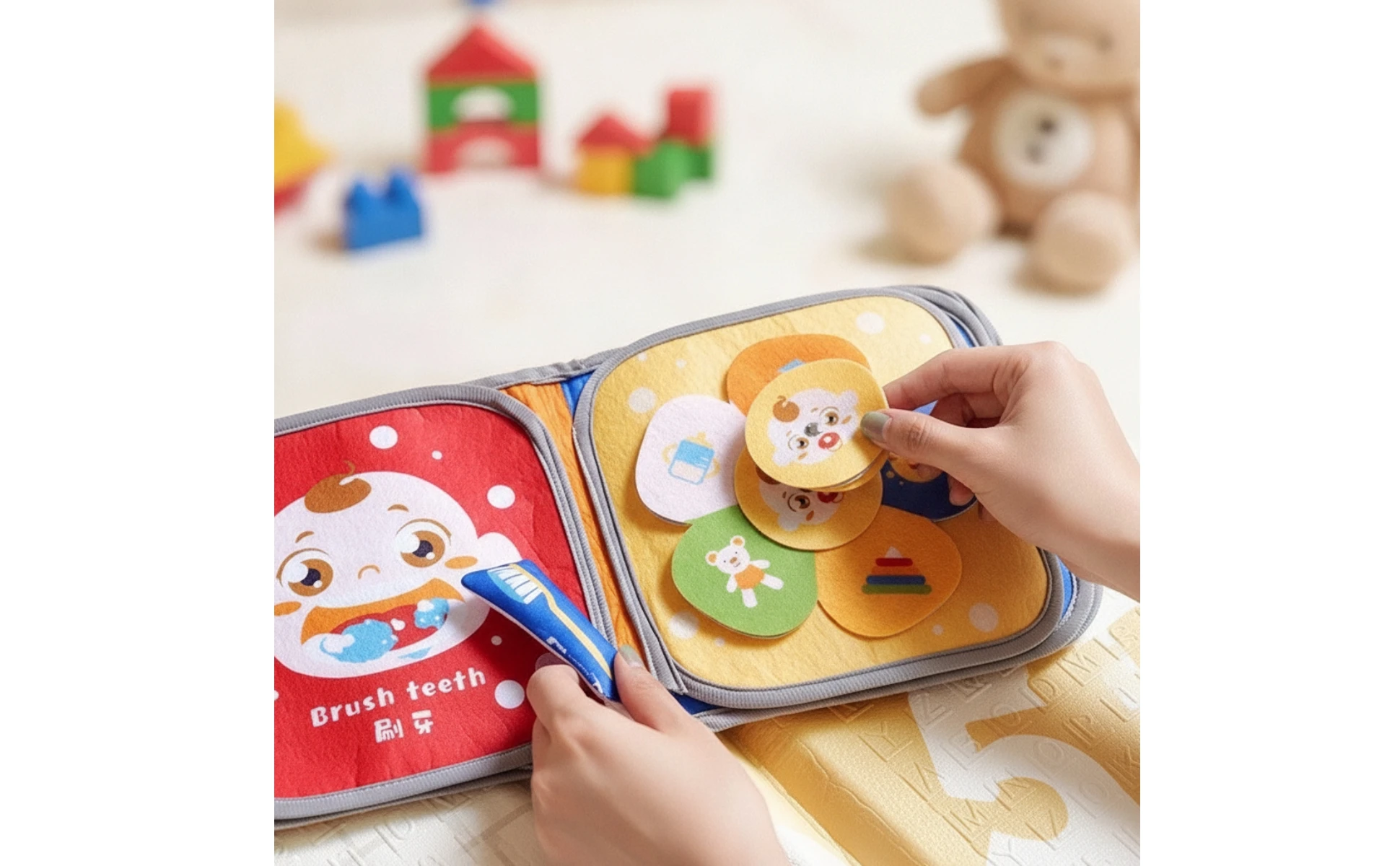 Cloth Book with Hook-and-Loop Early-Learning Baby Soft Book Sensory Educational Toy Long-Lasting Hands-on Learning for Babies Cloth Book with Hook-and-Loop Early-Learning Baby Soft Book Sensory Educational Toy Long-Lasting Hands-on Learning for Babies