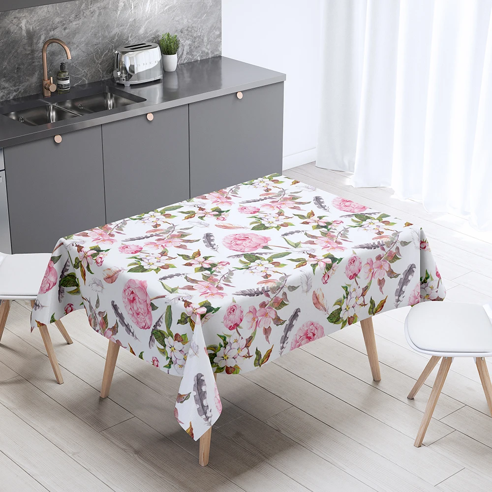 Small Floral Print Pattern Tablecloth Home Decor  Rectangle Party  Stain Resistant  Dust Cover