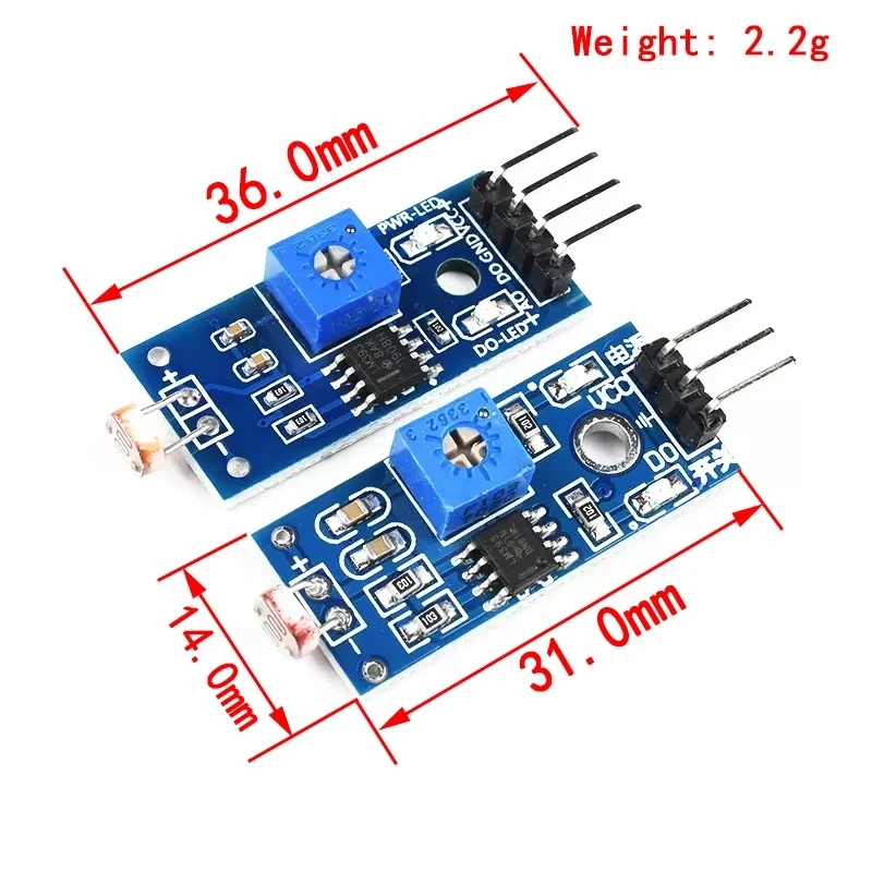 100pcs/lot 3-Pin 4-Pin Photoresistor Sensor Module Light Detection Photodiode