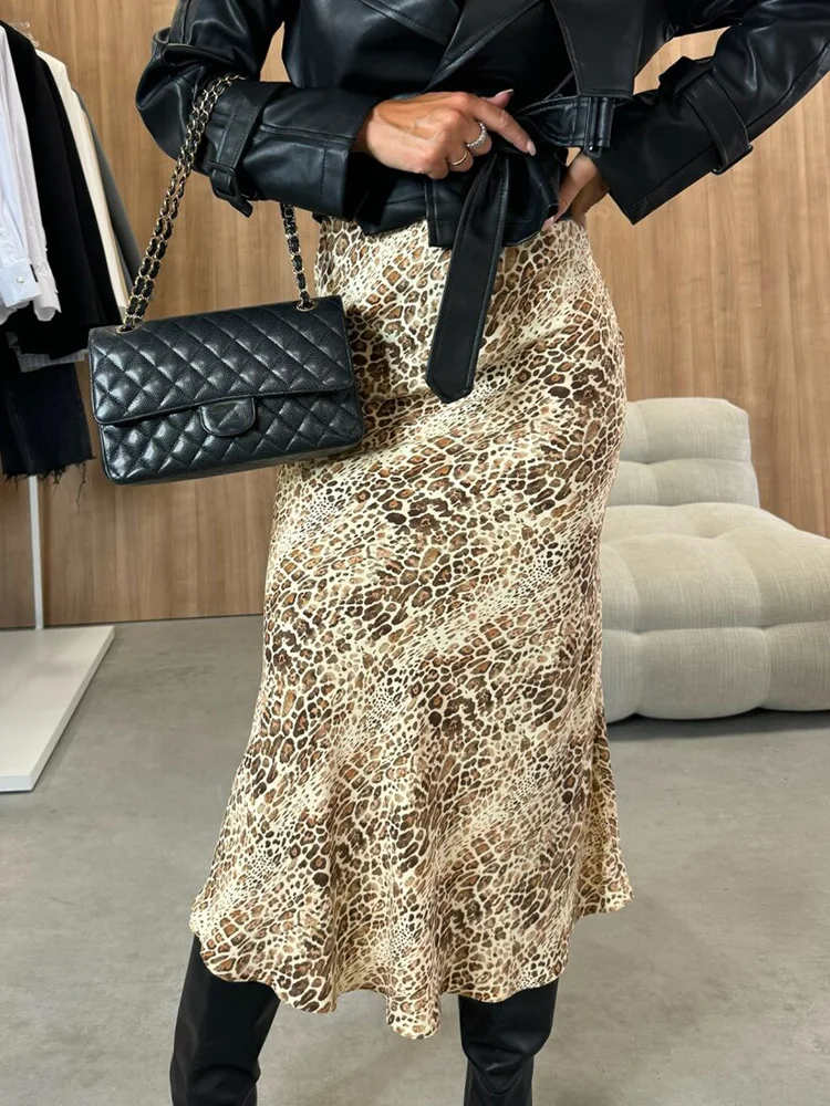 Women High Waist Printed Fashion Maxi Skirts, Autumn Winter Simple All Match Holiday Skirts, 2024 Patchwork Casual Ladies Skirts — zdjęcie 3