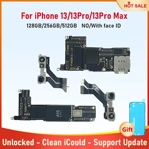 Placa base totalmente probada para iPhone 13 13 Pro 13 Pro Max, placa base con identificación facial, placa lógica desbloqueada, iCloud limpia