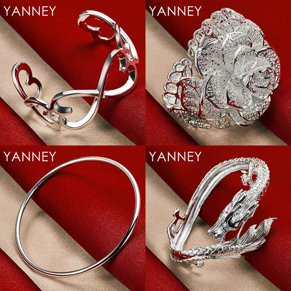 

Charm 925 Sterling Silver Delicate Heart Shaped Rose Bracelet Women Fashion Party Gift Accessories Wedding