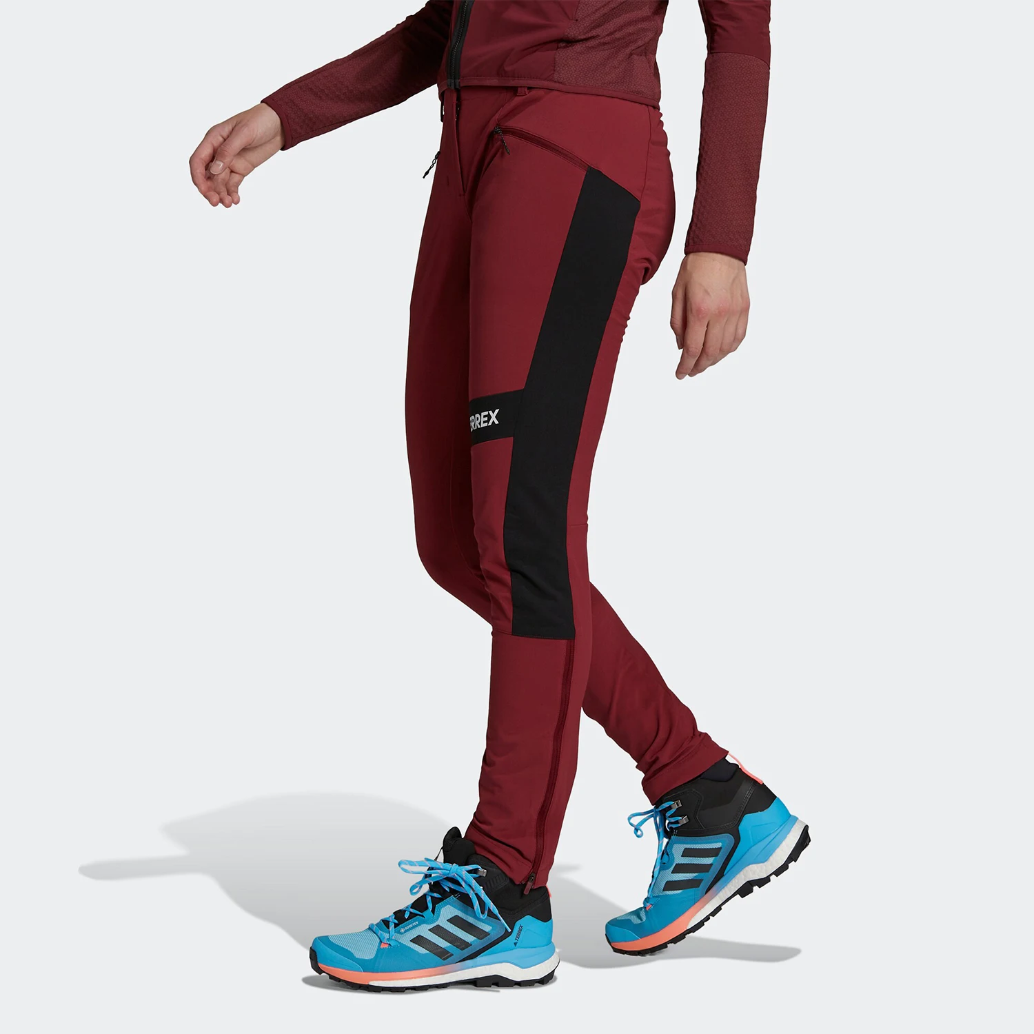 Adidas genuine TERExternalEX new women's wine red and black soft shell pants H57723